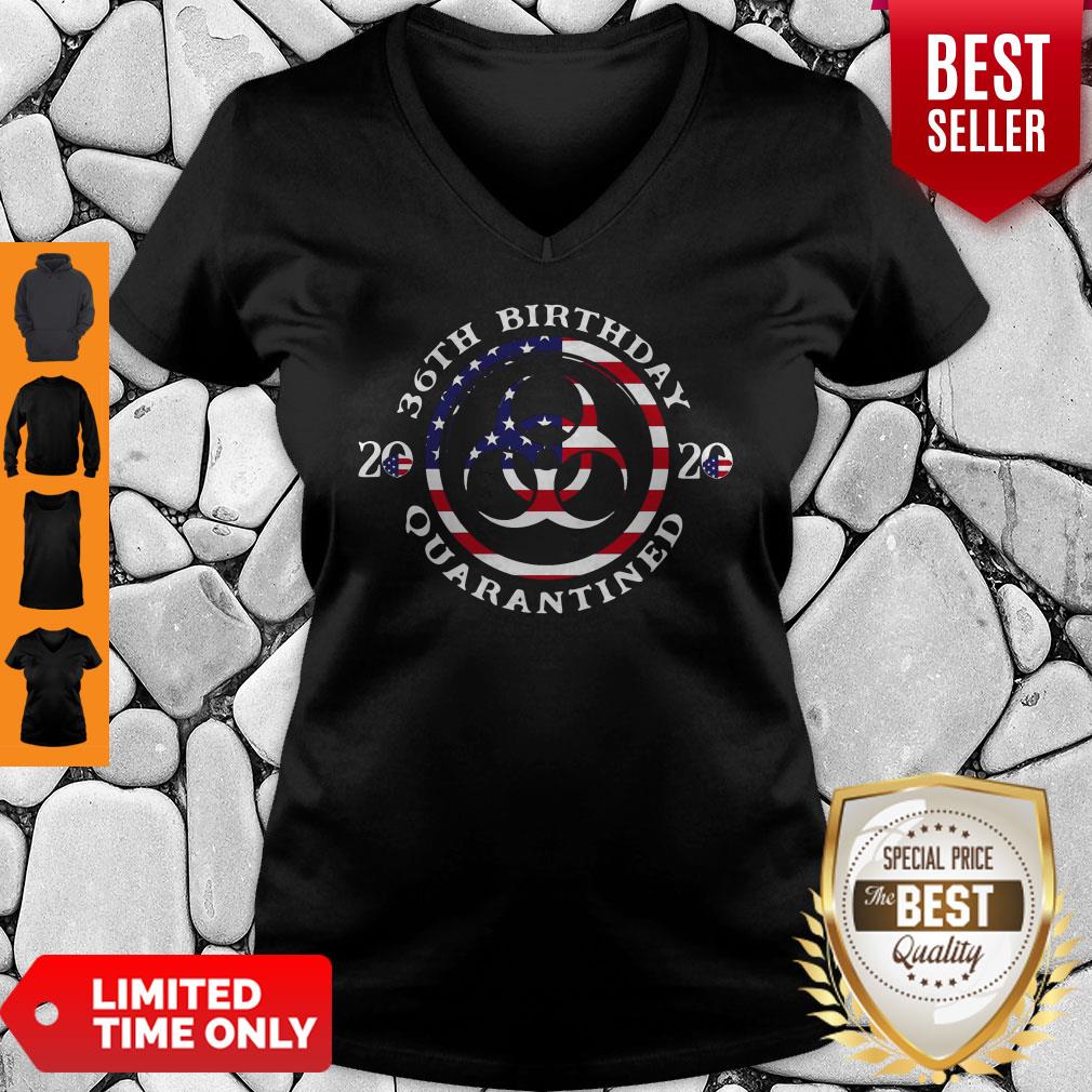 36th Birthday 2020 Quarantined American Flag V-neck