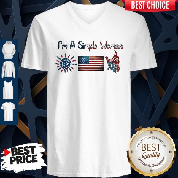 Im A Simple Woman American Flag Veteran Independence Day V-neck