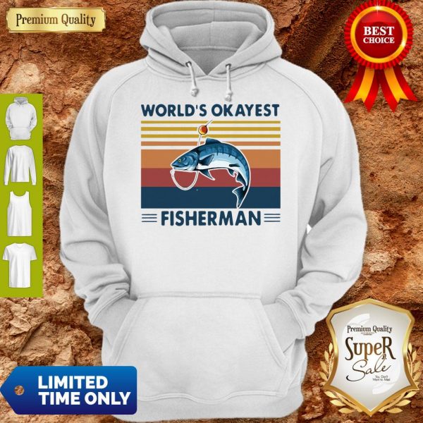 Official Worlds Okayest Fisherman Vintage Hoodie