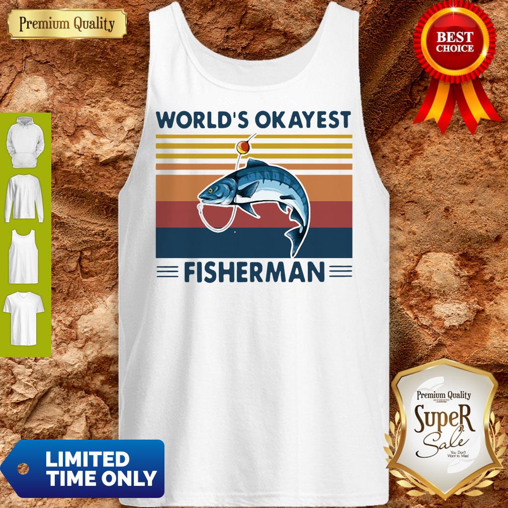 Official Worlds Okayest Fisherman Vintage Tank Top