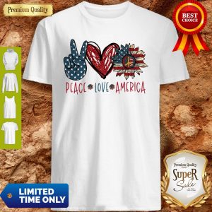 Peace Love Sunflower Cross American Flag Veteran Independence Day Shirt
