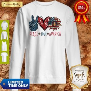 Peace Love Sunflower Cross American Flag Veteran Independence Day Sweatshirt