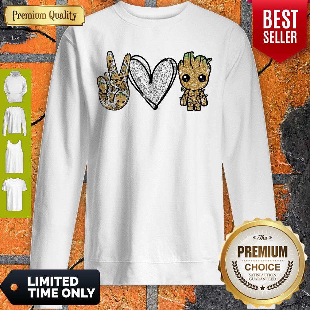 Official Peace Love Baby Groot Sweatshirt