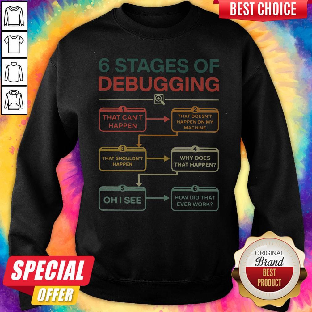 6 Stages Of Debugging That Can’t Happen Sweatshirt