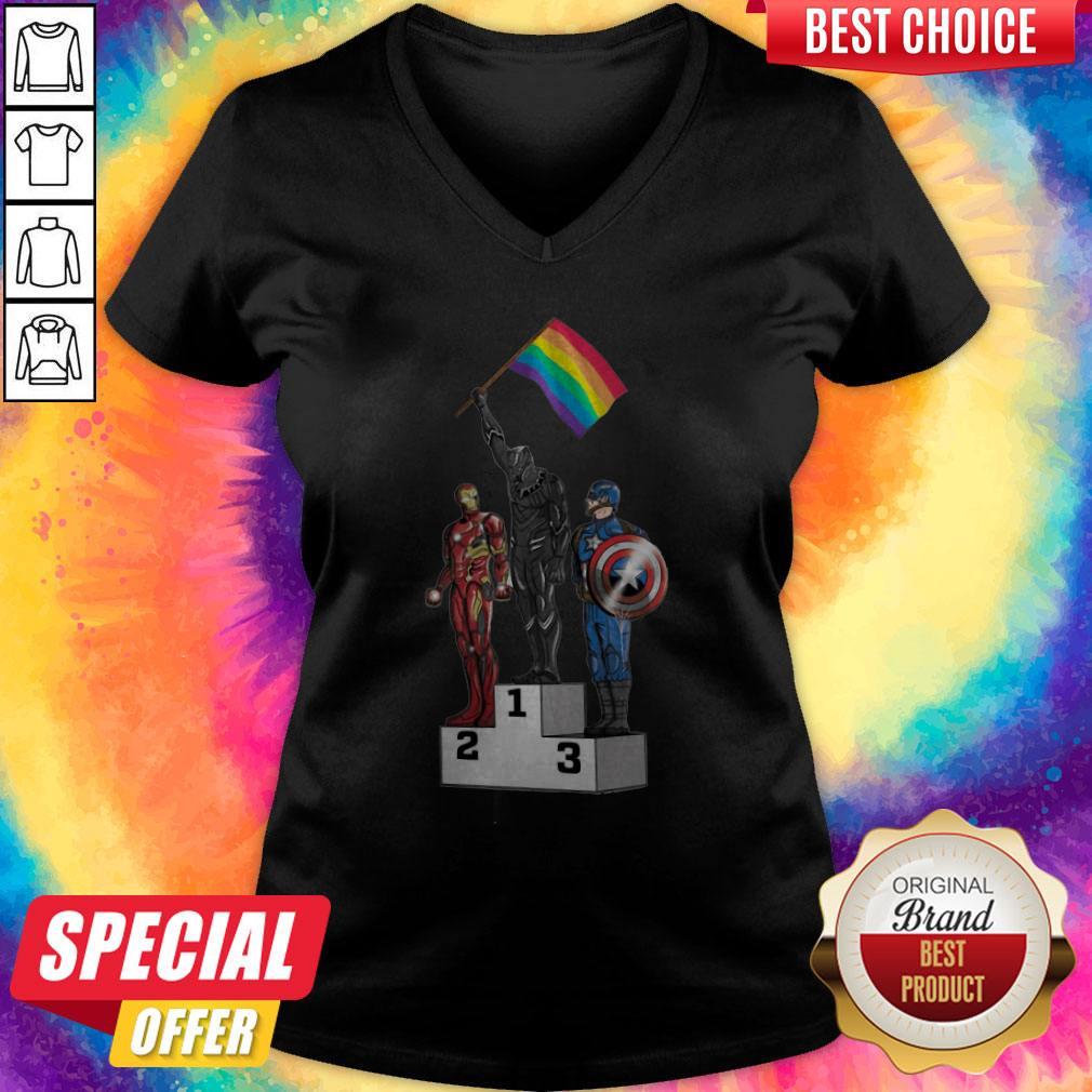 LGBT Black Panthers Olympics Iron Man Captain America V- neck