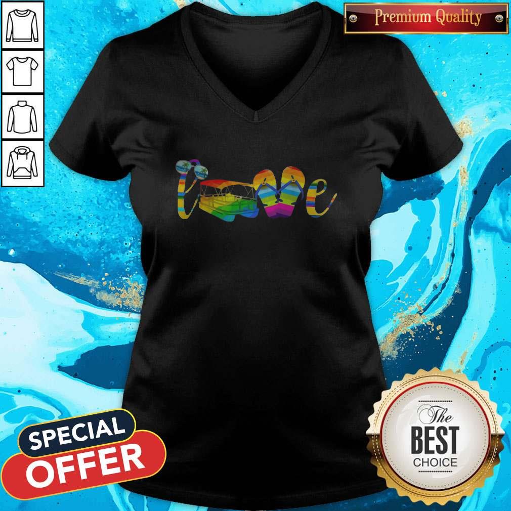 LGBT Love Sign Language Camping ShirtLGBT Love Sign Language Camping V- neck 