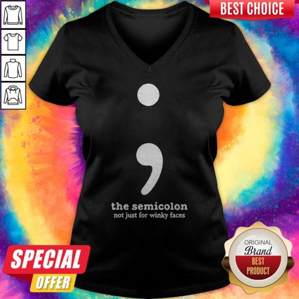 Nice The Semicolon Not Just for Winky Faces V-neck