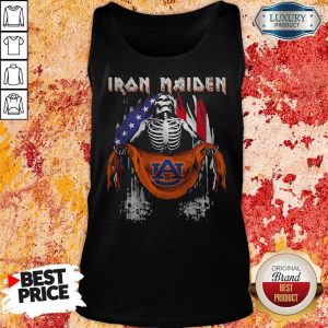 Skeleton Iron Maiden Auburn Logo American Flag Independence Day Tank Top