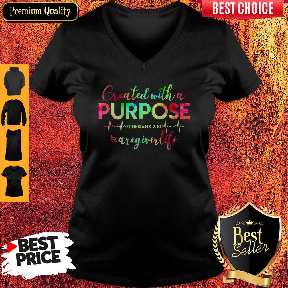 Created With A Purpose #Caregiverlife V-neck