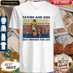 Firefighter Father and Son Best Friends For Life Vintage Retro V-neck