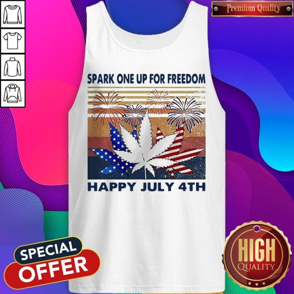 Weed Fireworks Spark One Up For Freedom Happy July 4th Independence Day Tank Top