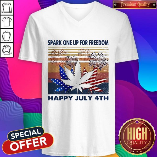 Weed Fireworks Spark One Up For Freedom Happy July 4th Independence Day Weed Fireworks Spark One Up For Freedom Happy July 4th Independence Day V- neck