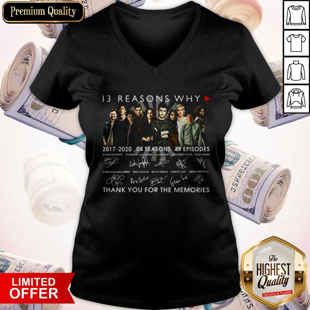 13 Reasons Why 2017 2020 04 Seasons 49 Episodes Thank You For The Memories Signatures V- neck