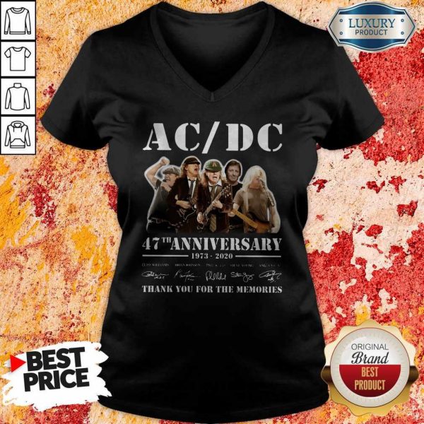 ACDC Band 47th Anniversary 1973-2020 Signatures V- neck