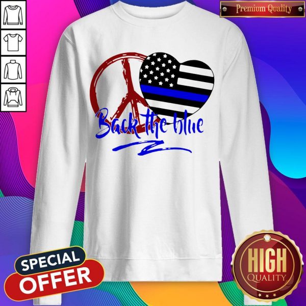 Back The Blue America Love Heart Independence Day Sweatshirt