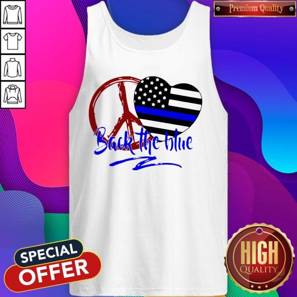 Back The Blue America Love Heart Independence Day Tank Top