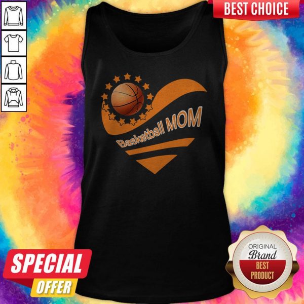 Basketball Mom Heart American Flag Independence Day Tank Top