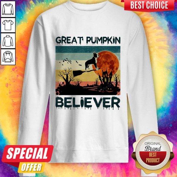 Boston Terrier Great Pumpkin Believer Vintage Sweatshirt