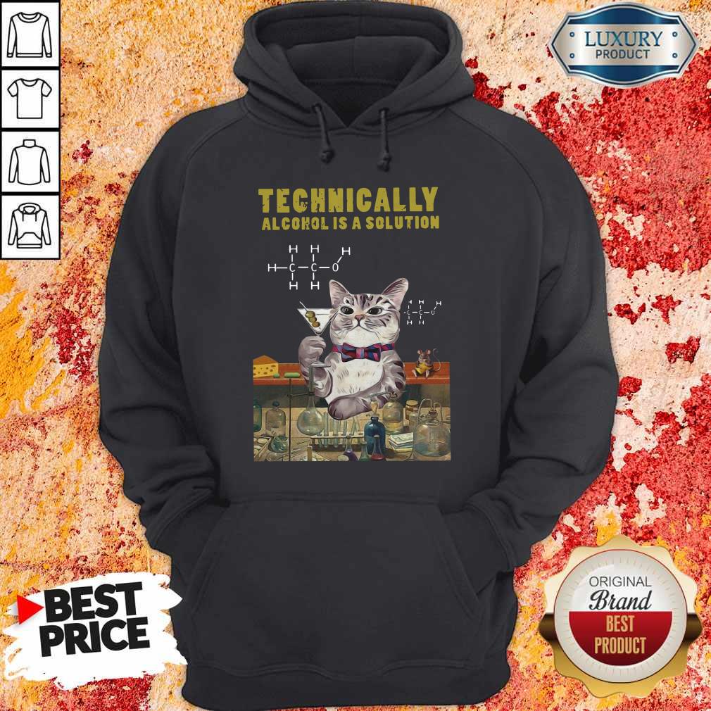 Cat Technically Alcohol Is A Solution Hoodie