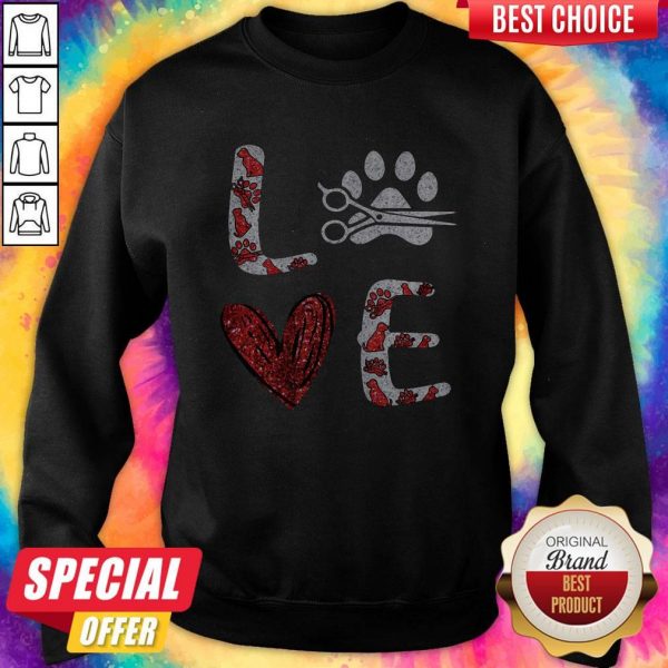 Diamond Hairstyle Dog Paw Love Sweatshirt