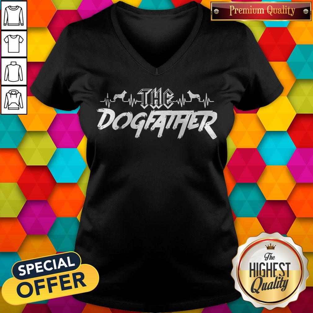 Funny The Dogfather Dog Dad Fathers Day   V- neck   
