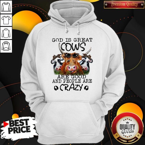 God is Great Cows are Good and People are Crazy Funny Hoodiea