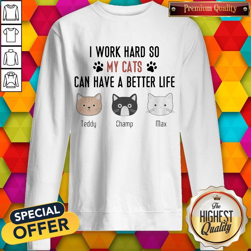 I Work Hard So My Cats Can Have A Better Life Teddy Champ Max Sweatshirt