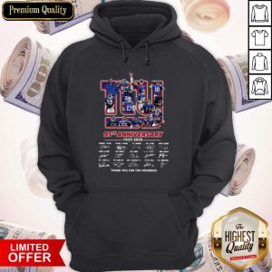 New York Giants 95th Anniversary 1925 2020 Thank You For The Memories Signatures Hoodiea
