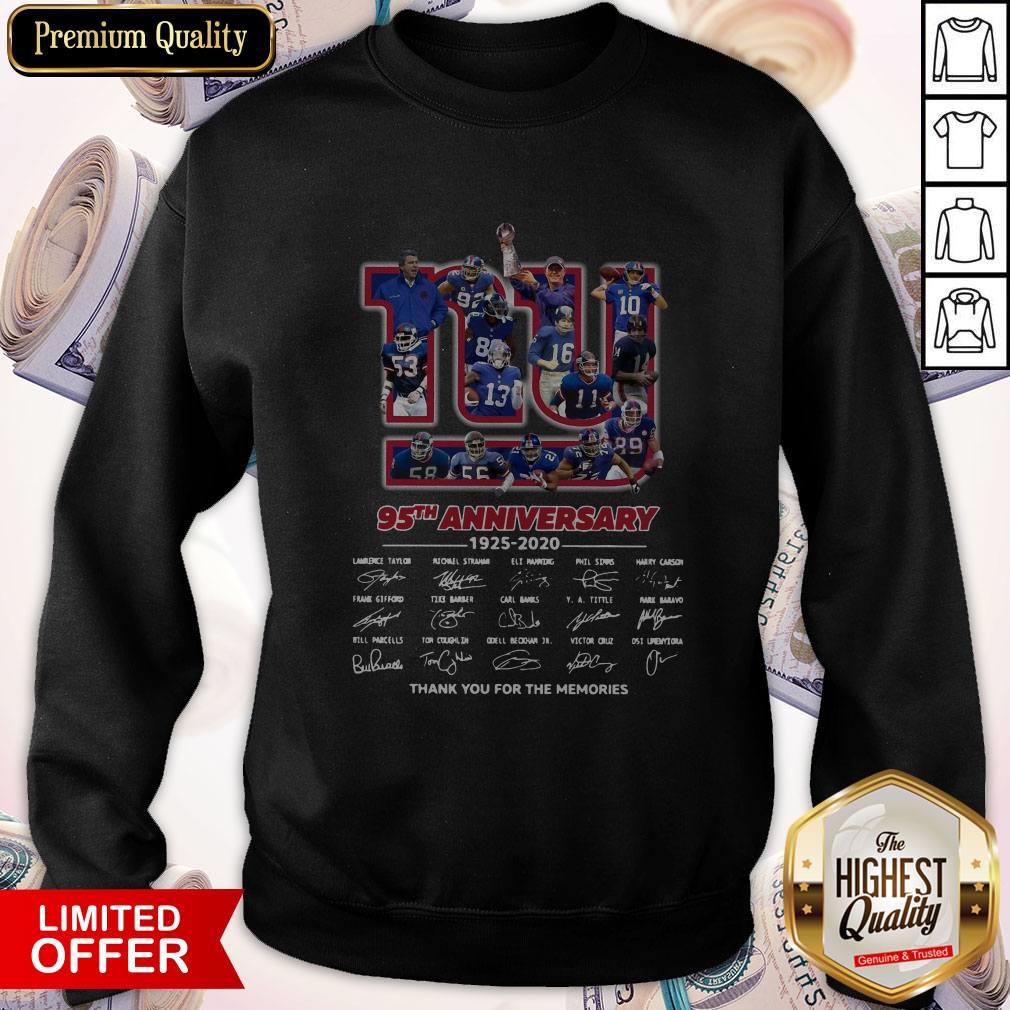 New York Giants 95th Anniversary 1925 2020 Thank You For The Memories Signatures Sweatshirt 
