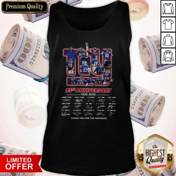 New York Giants 95th Anniversary 1925 2020 Thank You For The Memories Signatures Tank Top