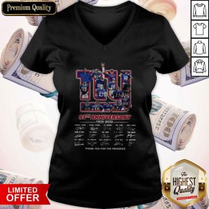 New York Giants 95th Anniversary 1925 2020 Thank You For The Memories Signatures V- neck