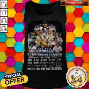 New York Yankees 120th Anniversary 1901 2021 Thank You For The Memories Signatures Tank Top