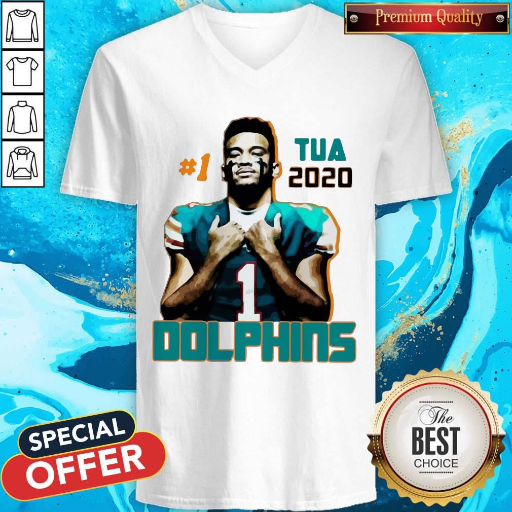 Official 1 Tua Tagovailoa 2020 Miami Dolphins Football V- neck