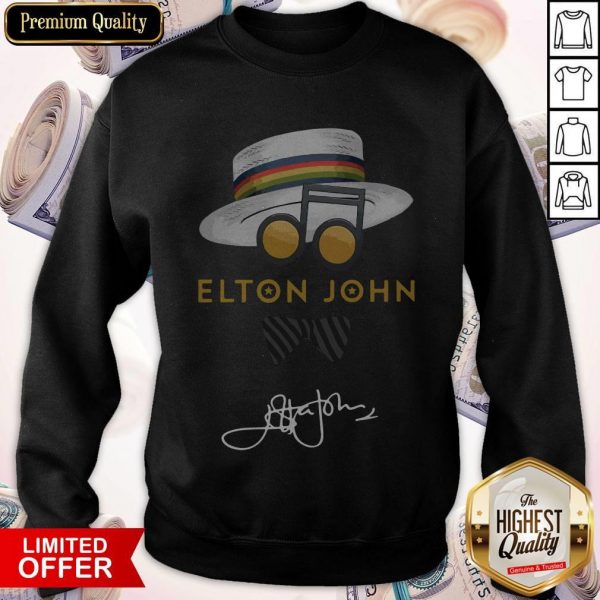 Top Elton John Hat Signature Sweatshirt