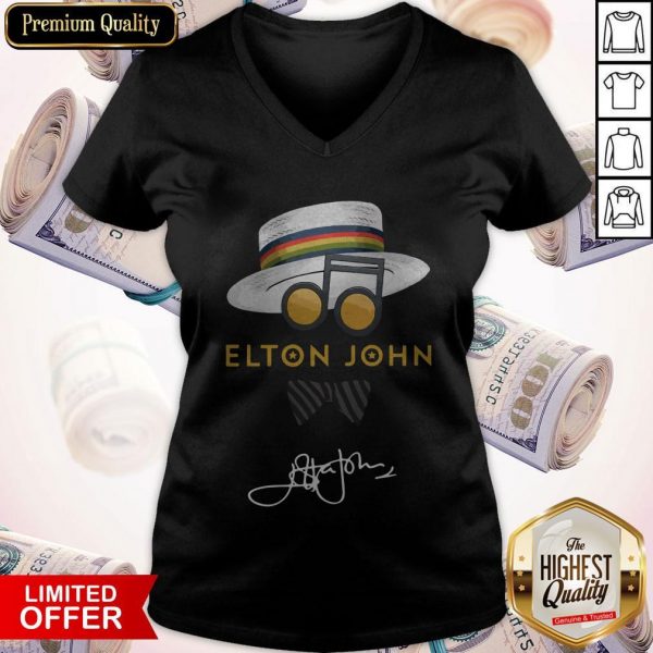 Top Elton John Hat Signature V- neck