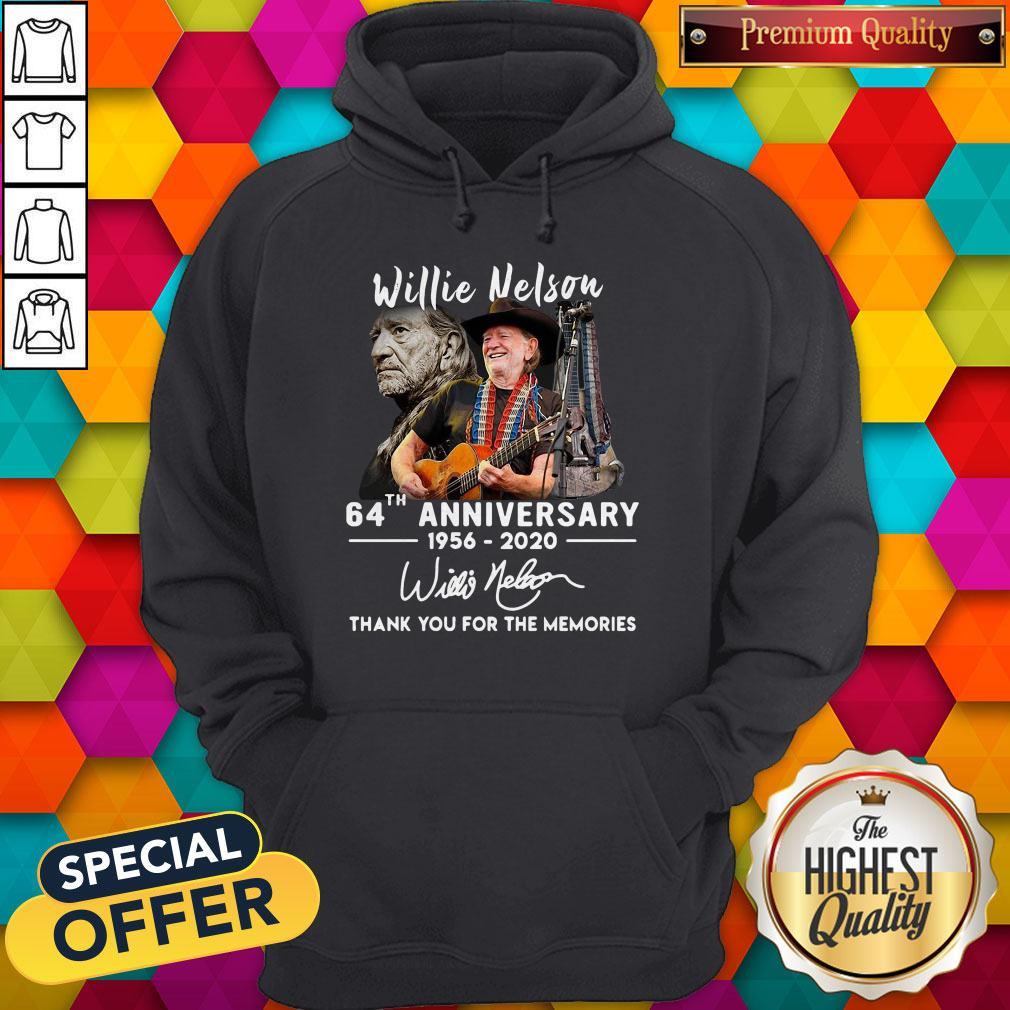 Willie Nelson 64th Anniversary 1956 2020 Thank You For The Memories Signature Hoodiea