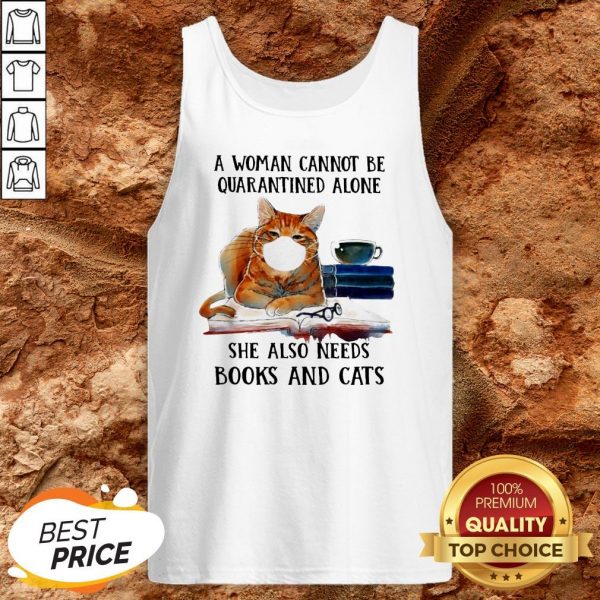 Cats Face Mask And Books A Woman Alone She Also Needs Tank Top