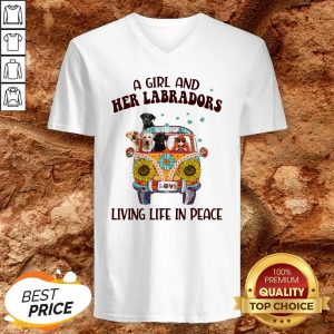 Girl And Her Labradors Living Life In Peace V-neck