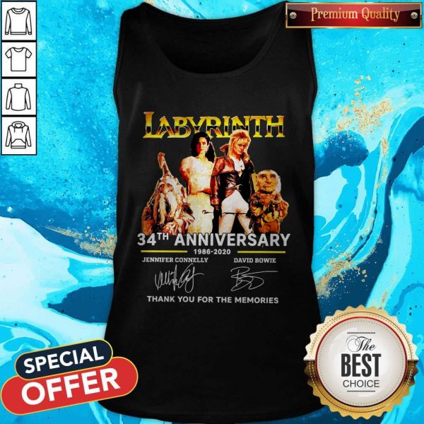 Labyrinth 34th Anniversary 1986 2020 Thank You For The Memories Signatures Tank Top