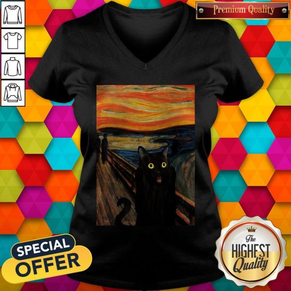 Nice Cat Expressionism Painting V-neck