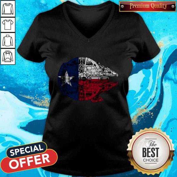 Nice Texas Flag And The Millennium Falcon V-neck