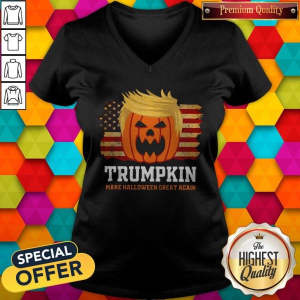 Trumpkin Make Halloween Great Again American Flag V-neckTrumpkin Make Halloween Great Again American Flag V-neck