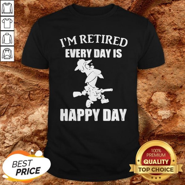 Cartoon I’m Retired Every Hour Is Happy Hour Shirt