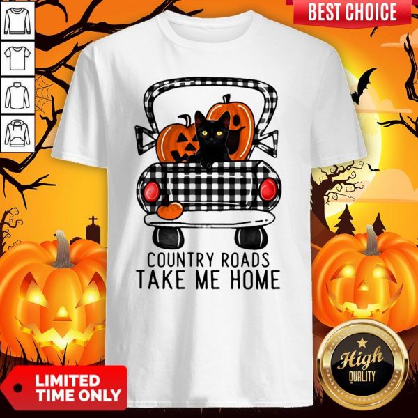 Country Roads Take Me Home Pumpkin Cat Halloween Shirt