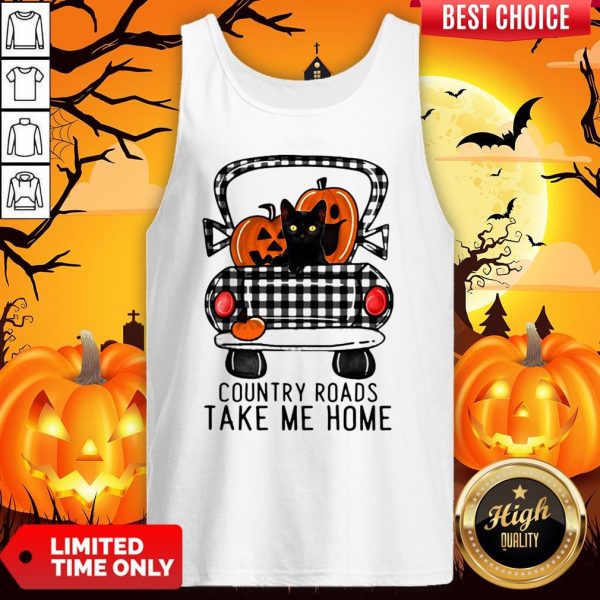 Country Roads Take Me Home Pumpkin Cat Halloween Tank TopCountry Roads Take Me Home Pumpkin Cat Halloween Tank Top