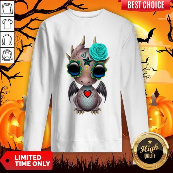 Day Of The Dead Sugar Skull Baby Dragon Halloween Sweatshirt