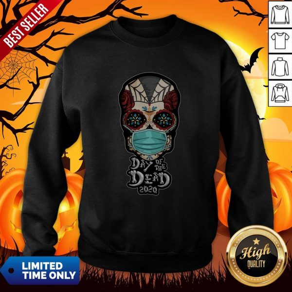 Day Of The Dead Sugar Skull Face Mask Halloween Sweatshirt