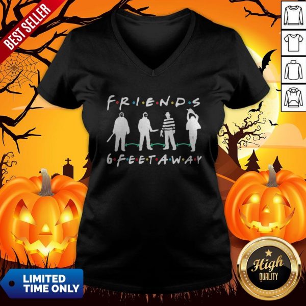 Halloween Horror Characters Mask Friends 6 Feet Away V-neckHalloween Horror Characters Mask Friends 6 Feet Away V-neck