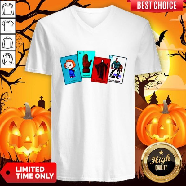 Halloween The Characters Horror Card V-neckHalloween The Characters Horror Card V-neck