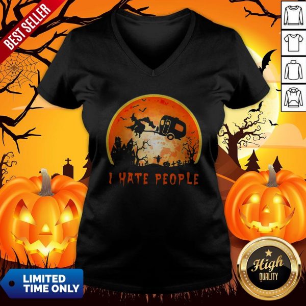 Halloween Witch I Hate People Moon V-neckHalloween Witch I Hate People Moon V-neckHalloween Witch I Hate People Moon V-neck